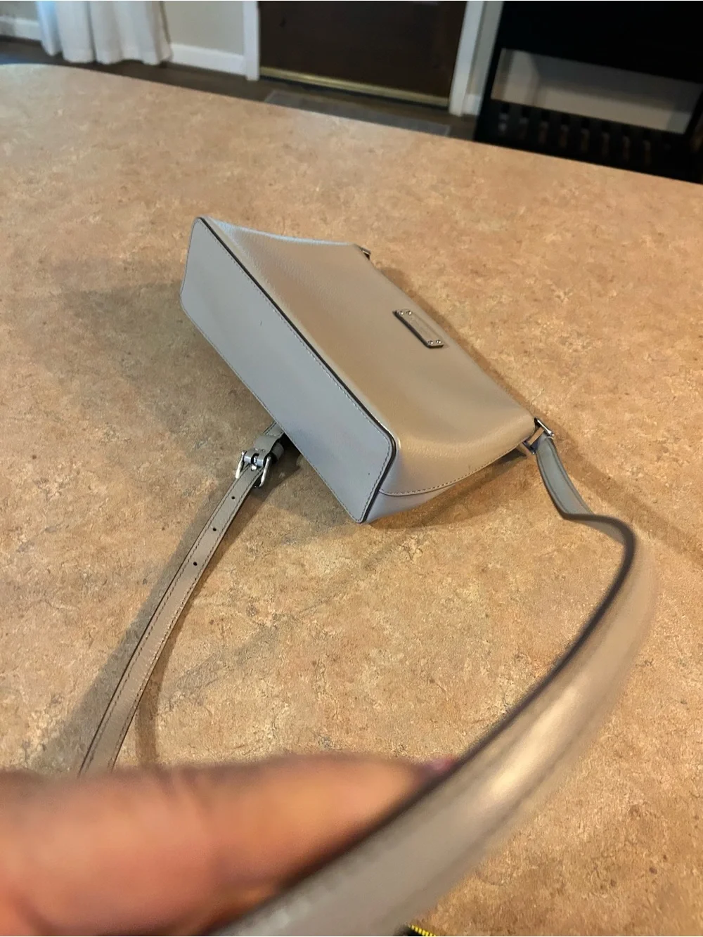 kate spade Light Gray Pebbled Leather Crossbody